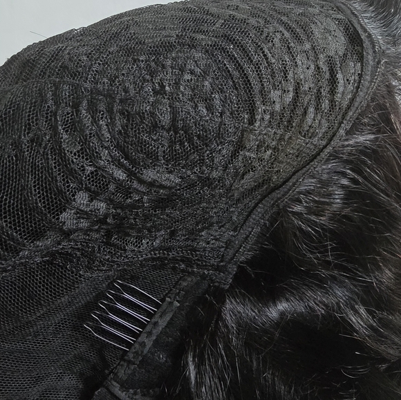 New Natural Black 100% Human Hair Wig With Bangs - Picture 11 of 16